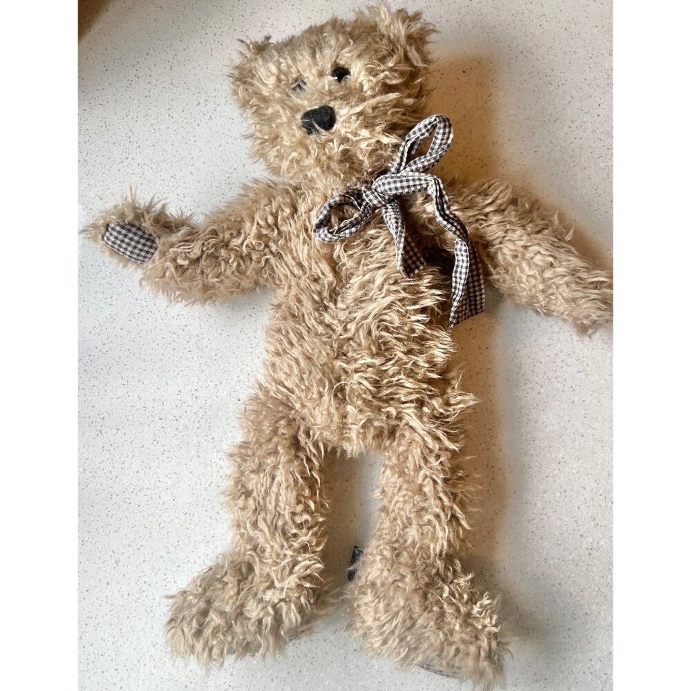 Boyds Bear 16" Plush Teddy Weighted Body Legs Arms Gingham Paw Pads Ribbon